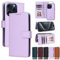 thumbnail image 1 of SaniMore for iPhone 15 Pro Max Wallet Case, Detachable Strong Magnetic PU Leather Flip Cover PU Leather with Magnetic Shell Card Slots Cash Pocket Wristlet Strap Full Protective Stand Shell, Purple, 1 of 12