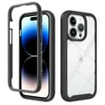 thumbnail image 1 of SaniMore for iPhone 15 Pro Two-Layer Structure Transparent Case, Rugged Clear PC Back & TPU Bumper [Not Yellowing Technology] Full Body Protective Case for iPhone 15 Pro, Black, 1 of 8