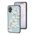 thumbnail image 1 of SaniMore for iPhone 16 Case, Diamonds Glass Magnetic Support Flexible TPU Flower Pattern Cover with Rotatable Ring Kickstand Shockproof Protective Shell for iPhone 16, Green Flower, 1 of 1