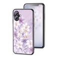 thumbnail image 1 of SaniMore for iPhone 16 Case, Diamonds Glass Magnetic Support Flexible TPU Flower Pattern Cover with Rotatable Ring Kickstand Shockproof Protective Shell for iPhone 16, Purple Flower, 1 of 9