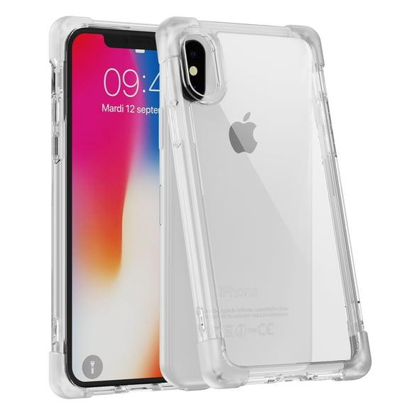 SaniMore for iPhone X/XS Case, [Wireless Charging] Crystal-clear No-yellow Rugged PC Back Cover Shockproof Bumper Strong Drop Resistant Slim Lightweight Shell for iPhone X/XS(6.1" 2018), Clear