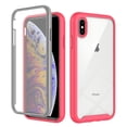 thumbnail image 1 of SaniMore for iPhone Xs Max Case, Rugged PC Back & TPU Bumpers Two-Layer Structure Transparent Cover with PET Screen Protector Shockproof Protective Shell for iPhone Xs Max, Pink, 1 of 6