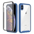 thumbnail image 1 of SaniMore for iPhone Xs Max Case, Rugged PC Back & TPU Bumpers Two-Layer Structure Transparent Cover with PET Screen Protector Shockproof Protective Shell for iPhone Xs Max, Darkblue, 1 of 6