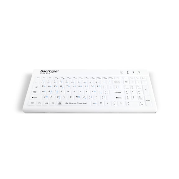 SaniType 'Blue Connect' Professional-grade Rigid Silicone Washable Wireless Bluetooth; Keyboard with ON/OFF Switch (BT) (White) | KBSTRBT99Si-W