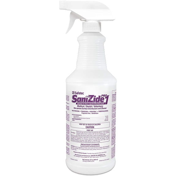 SaniZide Pro 1 EPA-Registered Surface Disinfectant Spray, 32oz Sprayer Bottle (6 Bottles)