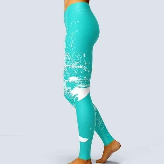 Sania Marie Amira's Secret High-Waist Graphic Aqua Yoga Leggings, X-Small