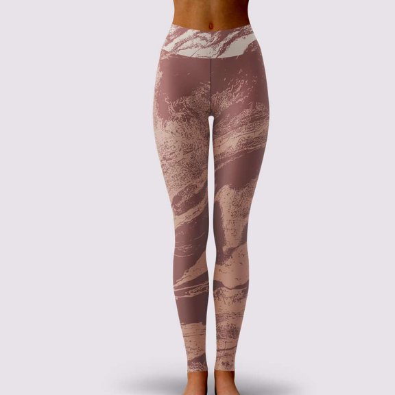 Sania Marie Simple Romance, High-Waist, Brown and Tan, Yoga, Leggings,  X-Small