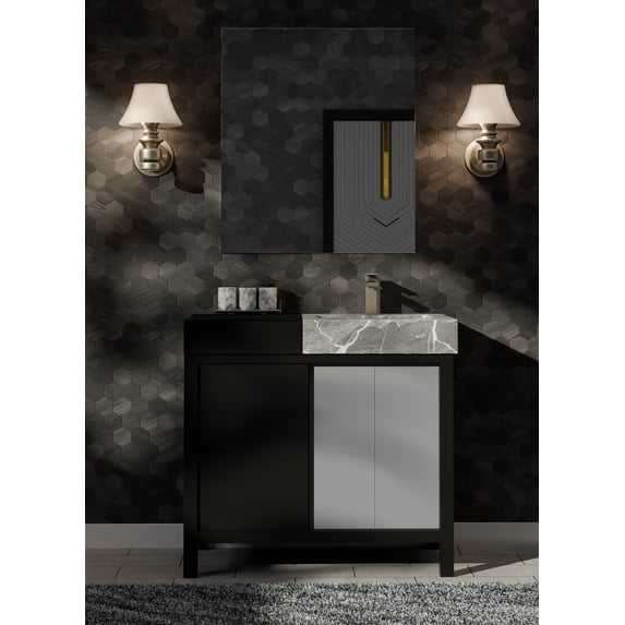 Sanibel 36 in W x 22 in D Black and Grey Single Bath Vanity and Castle Grey Marble Top