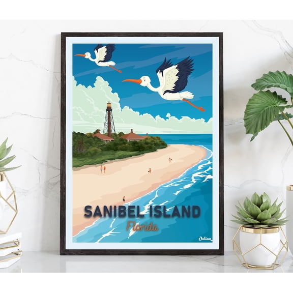 Sanibel, Florida Travel Print, Modern Wall Art European Prints, Prints Home Decor #1021, 16x24 UNFRAMED