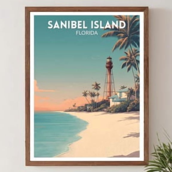 Sanibel Island Florida Retro Poster, Poster Home Decor, Poster Only