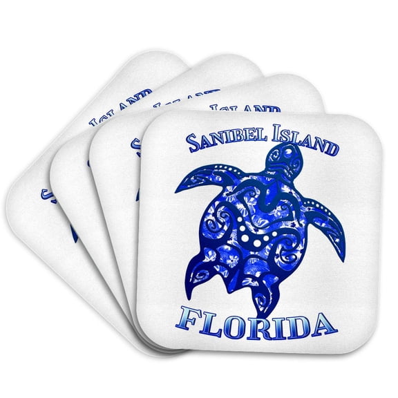 3drose, Sanibel Island Florida Sailing Nautical Anchor If You Love Boating., Set of 4 Coasters - Soft