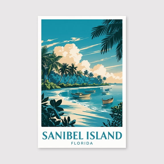 Sanibel Island Travel Print Canvas Wall Art, Sanibel Island Wall Hanging Home decor Sanibel Island Canvas Art, Florida Art Canvas Sanibel Island-1WN612