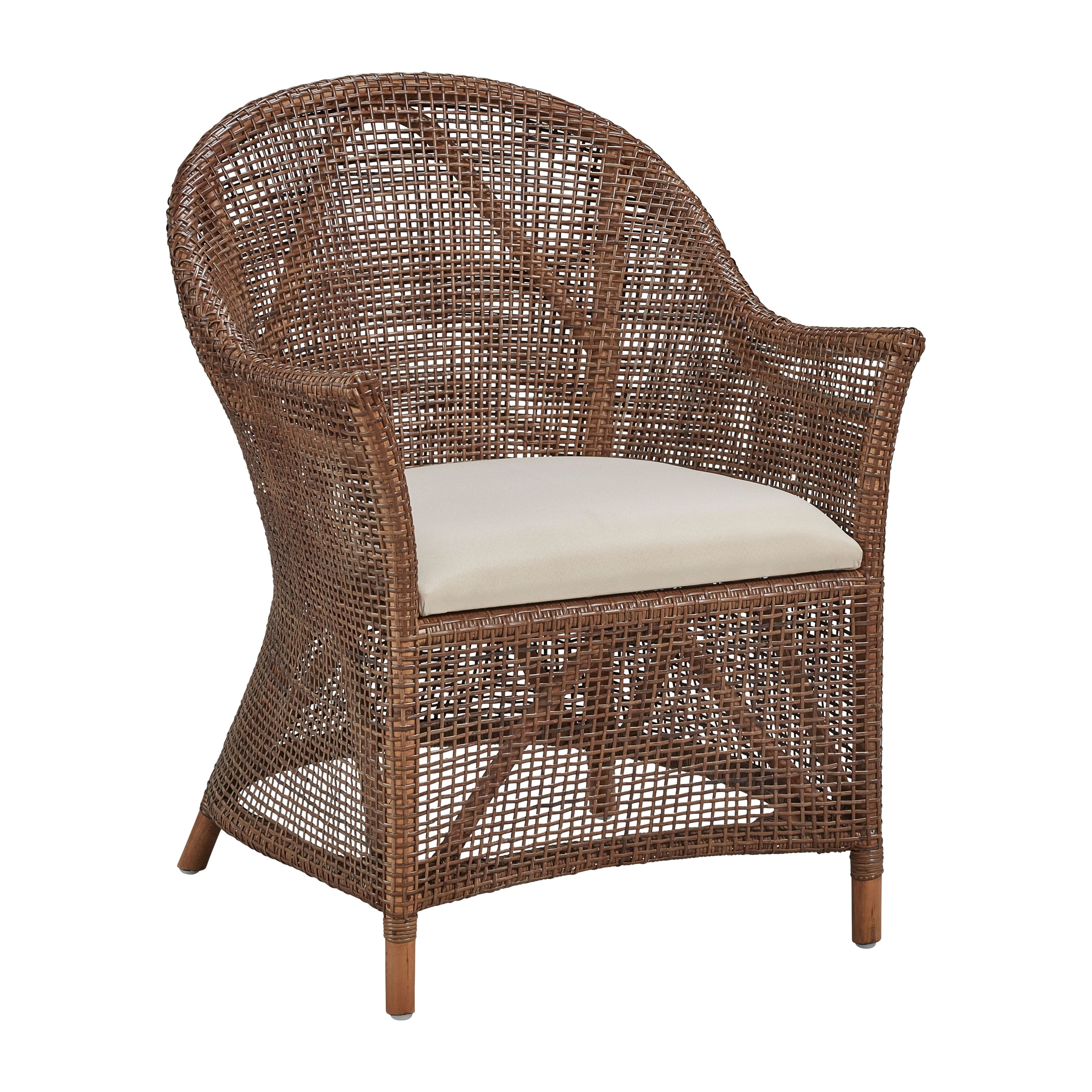 Sanibel Wide Weave Rattan Wicker Accent Chair with Seat Cushion