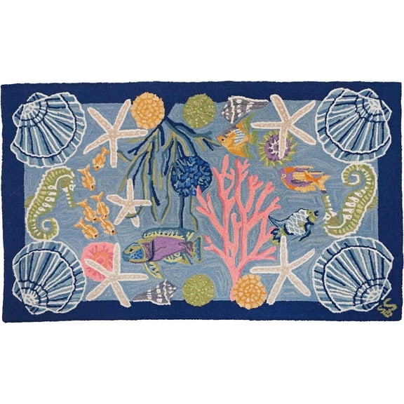 Sanibel Wool Hooked Rug-Whimsical 4x6 Design