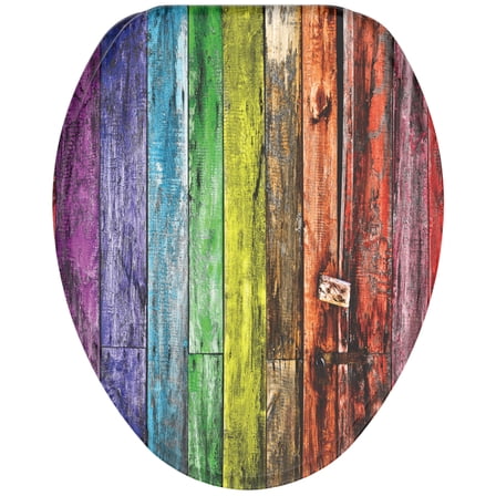 Sanilo Soft Close Toilet Seat ELONGATED, Quiet and Slow Close Lid and Seat, Strong Bumpers and Hinges, Rainbow