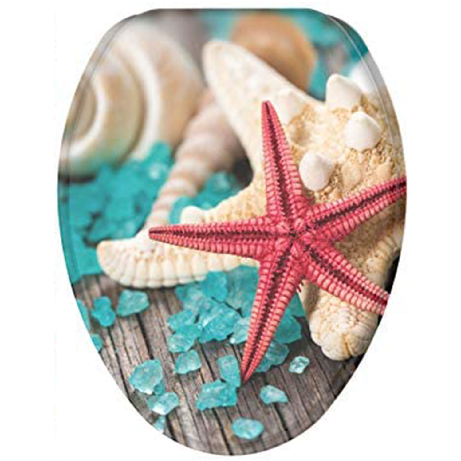 Sanilo 325 Elongated Wood Toilet Seat with Soft Close Lid, Goldfish