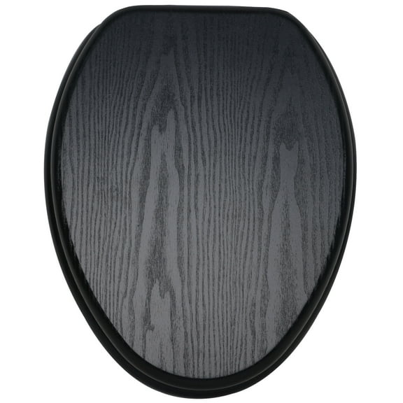 Sanilo Soft Close Toilet Seat ELONGATED, Quiet and Slow Close Lid and Seat, Strong Bumpers and Hinges, Black Wood