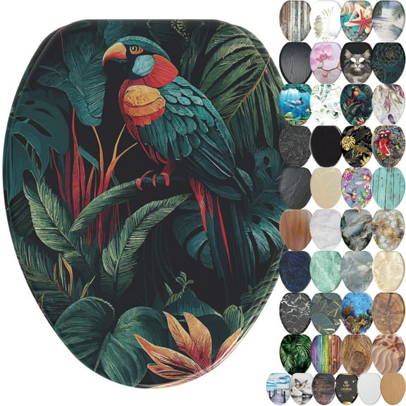 Sanilo Soft Close Toilet Seat ELONGATED, Quiet and Slow Close Lid and Seat, Strong Bumpers and Hinges, Exotic