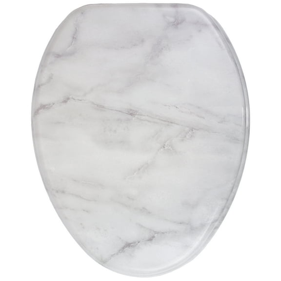 Sanilo Soft Close Toilet Seat ELONGATED, Quiet and Slow Close Lid and Seat, Strong Bumpers and Hinges, Marble