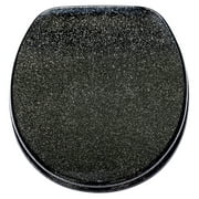 Sanilo Soft Close Toilet Seat ROUND, Quiet and Slow Close Lid and Seat, Strong Bumpers and Hinges, Glittering Black