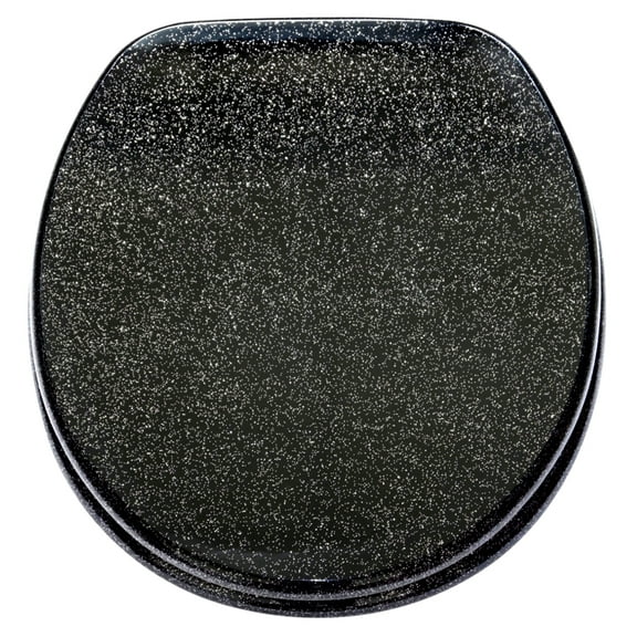 Sanilo Soft Close Toilet Seat ROUND, Quiet and Slow Close Lid and Seat, Strong Bumpers and Hinges, Glittering Black