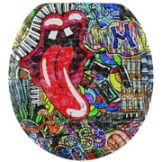 Sanilo Soft Close Toilet Seat ROUND, Quiet and Slow Close Lid and Seat, Strong Bumpers and Hinges, Graffiti