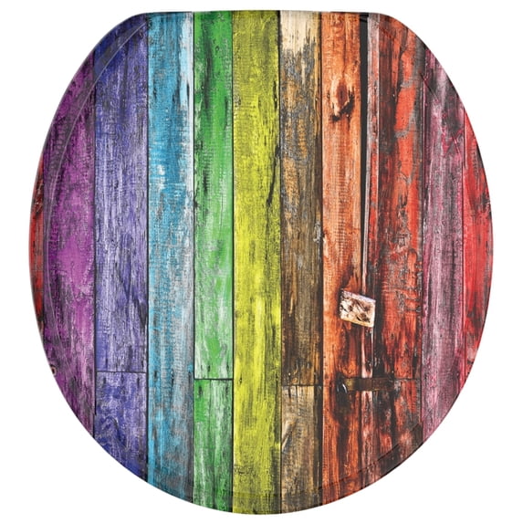 Sanilo Soft Close Toilet Seat ROUND, Quiet and Slow Close Lid and Seat, Strong Bumpers and Hinges, Rainbow