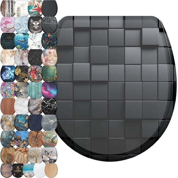 Sanilo Toilet Seat ROUND, Soft Close, One-Click Quick Release, Easy Installation, Non-Slip, Easy to Clean (Cube)