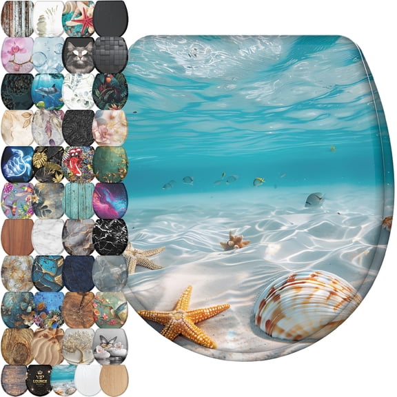 Sanilo Toilet Seat ROUND, Soft Close, One-Click Quick Release, Easy Installation, Non-Slip, Easy to Clean (Waterworld)