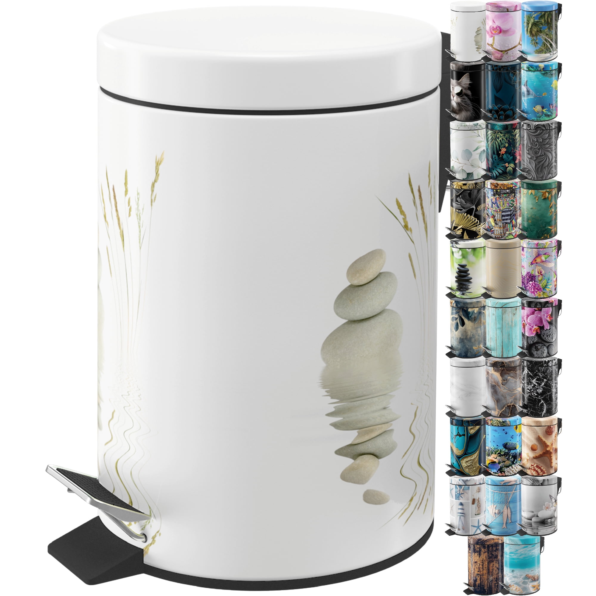 Sanilo Trash Can 1.3 Gallon with Soft Close, Many New Cosmetic and Kitchen Waste Bins Available, Bathroom Bin with Inner Bucket (Balance)