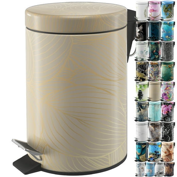 Sanilo Trash Can 1.3 Gallon with Soft Close, Many New Cosmetic and Kitchen Waste Bins Available, Bathroom Bin with Inner Bucket (Hosta)