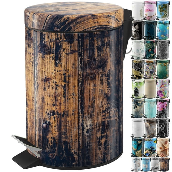 Sanilo Trash Can 1.3 Gallon with Soft Close, Many New Cosmetic and Kitchen Waste Bins Available, Bathroom Bin with Inner Bucket (Vintage)