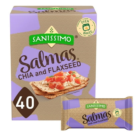 Sanissimo Salmas 40 pc / 0.63 oz Box, Chia & Flaxseed Crackers