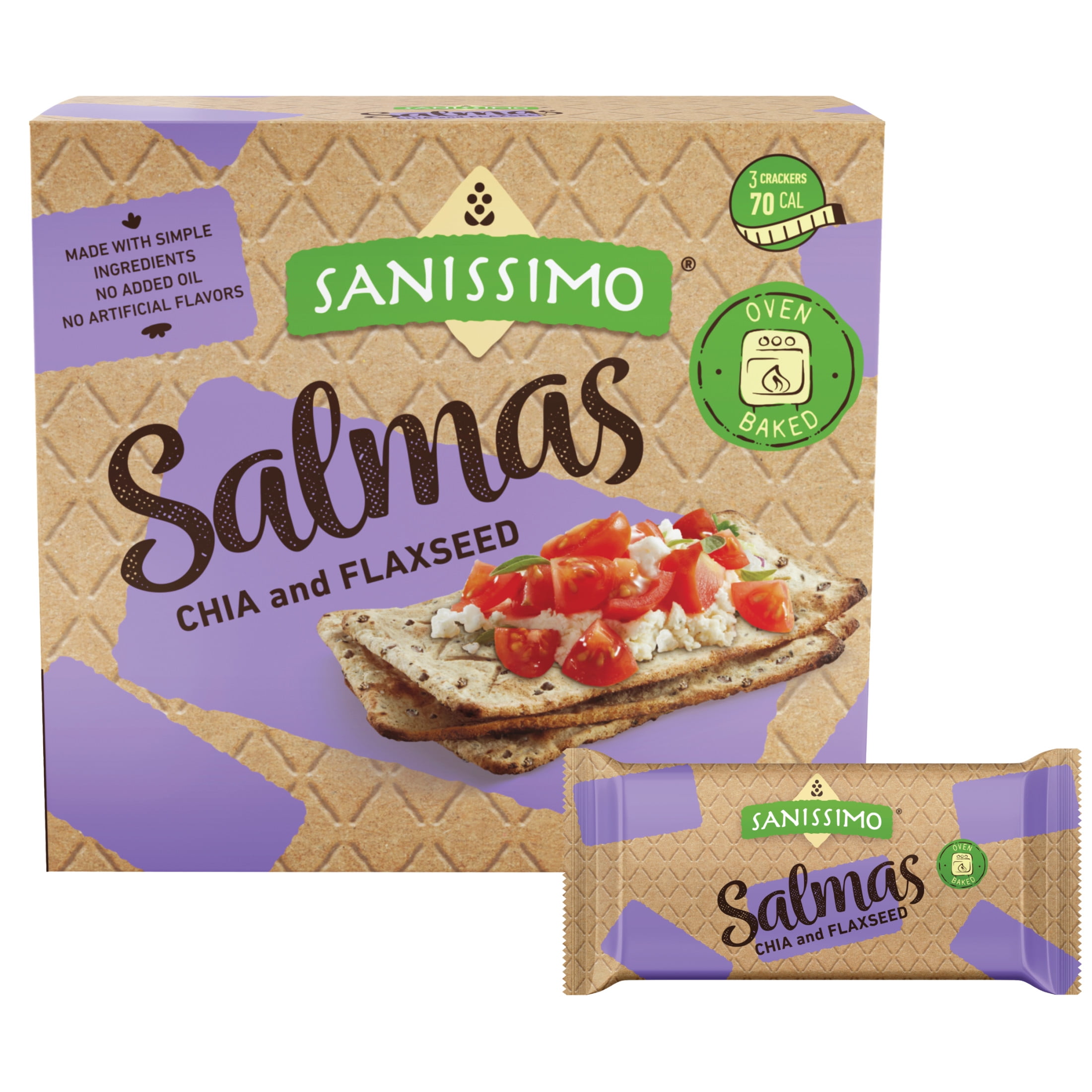 Sanissimo Salmas Gluten Free Crunch, 7 pc / 0.63 oz Box, Chia ...