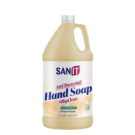 Sanit Silky Clean Antibacterial Liquid Gel Hand Soap Refill - Advanced Formula with Coconut Oil and Aloe Vera - All-Natural Moisturizing Hand Wash - Made in USA, Hawaii Tropical, 64 oz