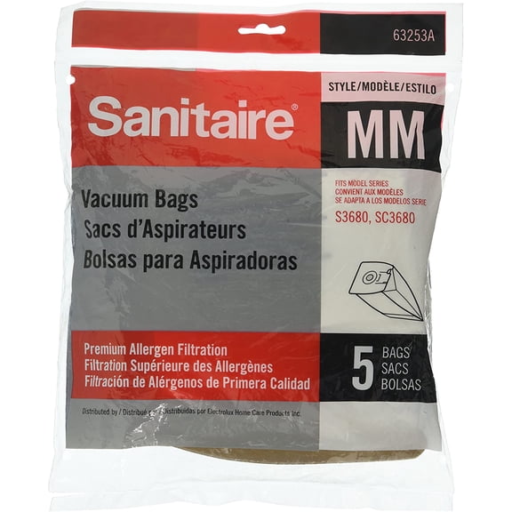 Sanitaire Eureka Electrolux Style MM Premium Allergen Filtration 5pk 63253 Vacuum Bags, White