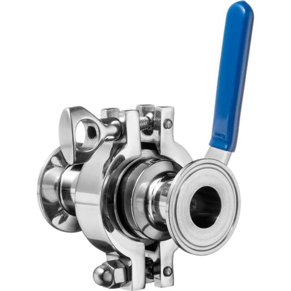 Sanitary Fitting - 304 Stainless Steel - Quick-Clamp - Ball Valve - 1-1/2" Tube OD