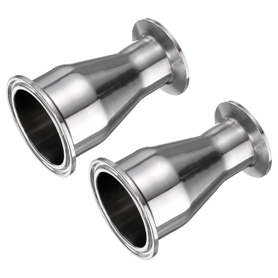 Uxcell Sanitary Fitting Reducer Fitting, 304 Stainless Steel for Piping Systems 2"x1-1/4" Tube OD 2"x1.5" Sanitary Clamp 64x50.5mm 2 Count