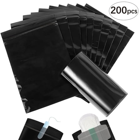Sanitary Napkin Disposal Bags, 200 Pcs Black Feminine Sanitary Napkin Storage Bag, Sealed Opaque for Privacy, Block Odors