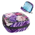 thumbnail image 1 of Sanitary Napkin Storage Bag for Girls Women, Portable First Period Pads Bag Tampons Holder Girls Travel Makeup Bag, Large Capacity Blooming Roses Lavender Peony with Leaves, 1 of 6