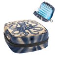 thumbnail image 1 of Sanitary Napkin Storage Bag for Girls Women, Portable First Period Pads Bag Tampons Holder Girls Travel Makeup Bag, Large Capacity Funny Ocean Octopus Anchor Vintage Coastal Map, 1 of 6