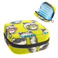 thumbnail image 1 of Sanitary Napkin Storage Bag for Girls Women, Portable First Period Pads Bag Tampons Holder Girls Travel Makeup Bag, Large Capacity Heads of Funny Raccoons in Colored Glasses, 1 of 6