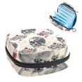 thumbnail image 1 of Sanitary Napkin Storage Bag for Girls Women, Portable First Period Pads Bag Tampons Holder Girls Travel Makeup Bag, Large Capacity Skull Playing Card Aesthetic Pattern, 1 of 6