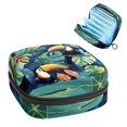 thumbnail image 1 of Sanitary Napkin Storage Bag for Girls Women, Portable First Period Pads Bag Tampons Holder Girls Travel Makeup Bag, Large Capacity Tropical Palm Leaves Bird Toucan, 1 of 6