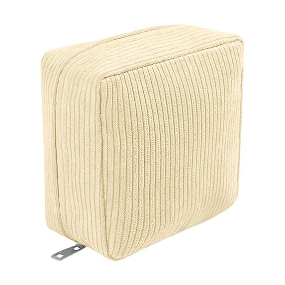 Sanitary Napkin Storage Bag Portable Corduroy Period Bag for Women Solid Color with Zipper for Sanitary Napkin and Tampon Storage