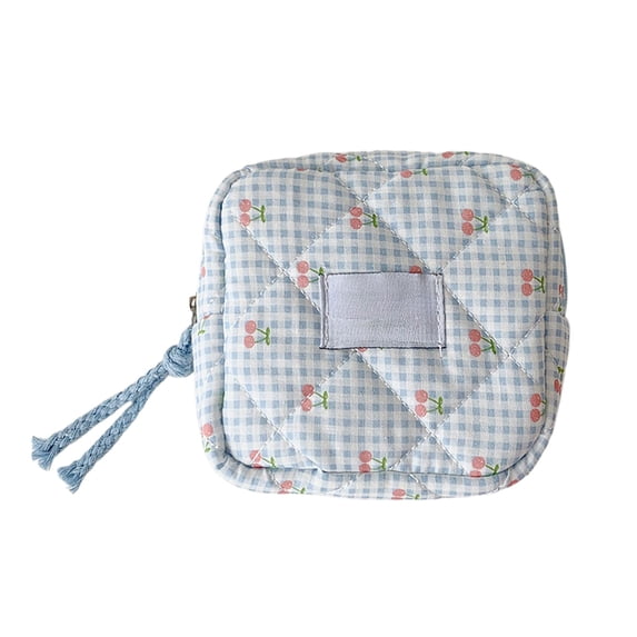 Sanitary Napkin Storage Bag, Quilted Fabric Pouch for Tampons and Pads, Portable Mini Organizer for School, Travel, Daily Commute