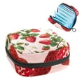thumbnail image 1 of Sanitary Napkin Storage Bag, Strawberries and Flowers Pink Background Portable Menstrual Pad Bag for Teen Girls Store Panty Liners Tampons Sanitary Pads for Women Ladies, 1 of 6