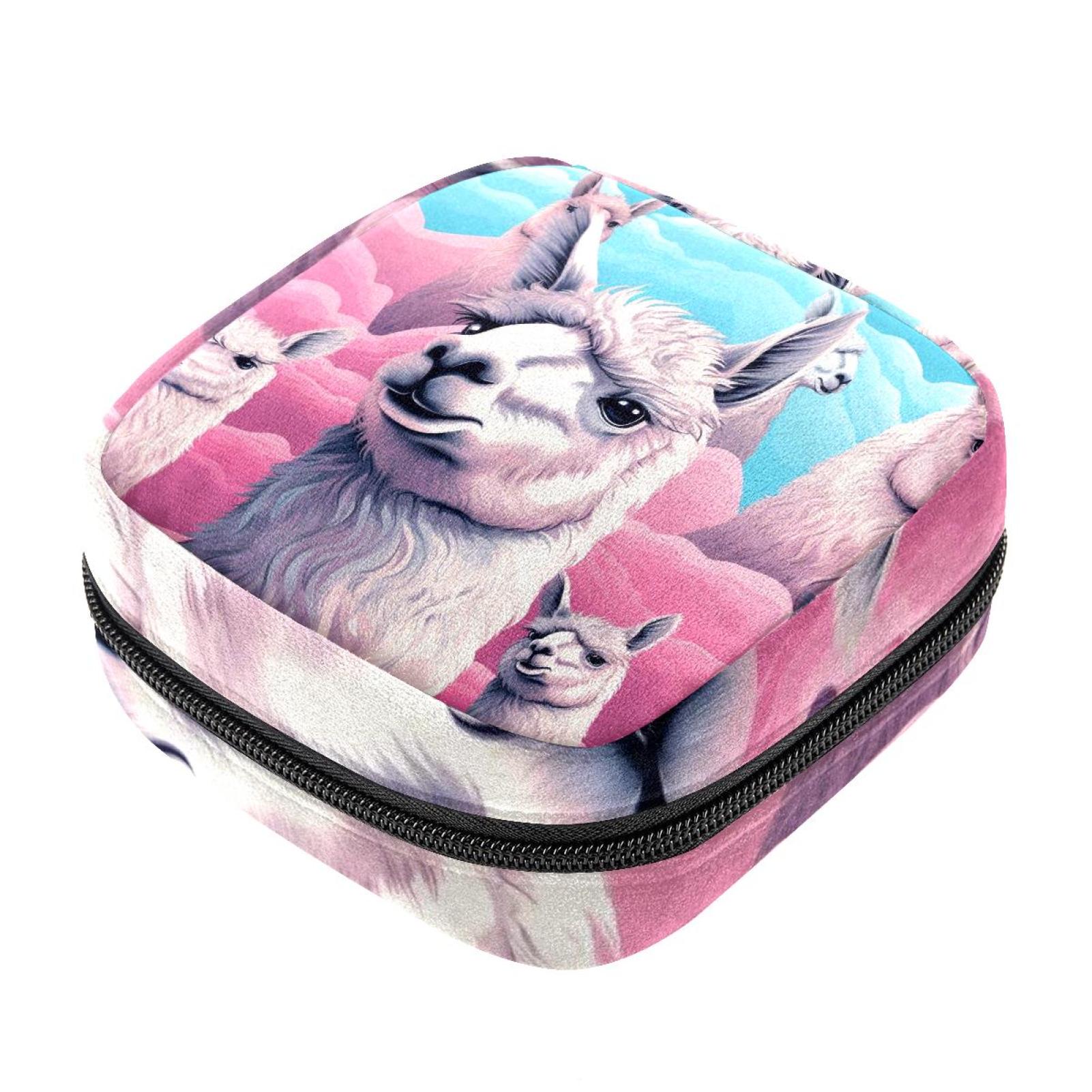 Sanitary Pads Bags, Alpaca Menstrual Cup Pouch Nursing Pad Holder