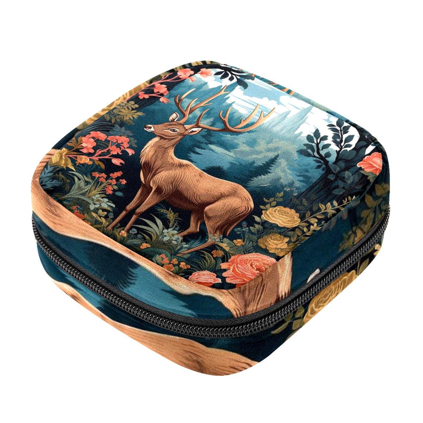 Sanitary Pads Bags, Deer Menstrual Cup Pouch Nursing Pad Holder, First