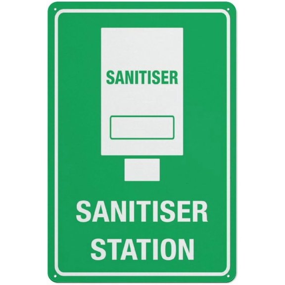 Sanitiser Station-53 Outdoor Safe Sign - 8"x12", UV Protected, Weatherproof - Office, Store, Hospital, Public Space Alert